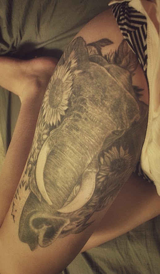 elephant sunflower tattoo