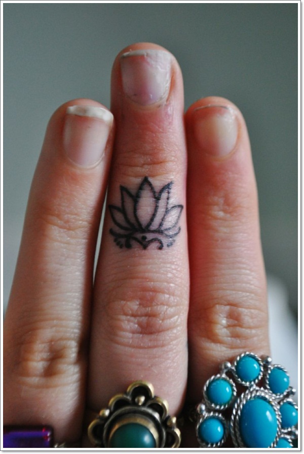  lotus flower tattoo finger