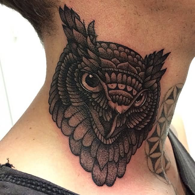  owl tattoo neck