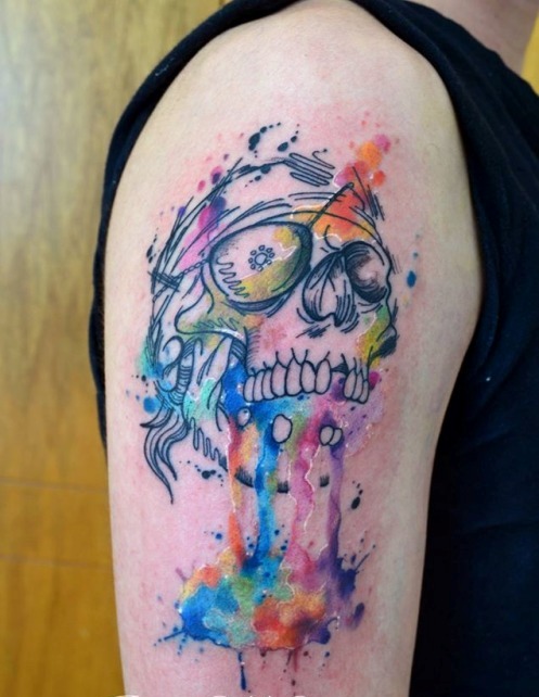  watercolor skull tattoos