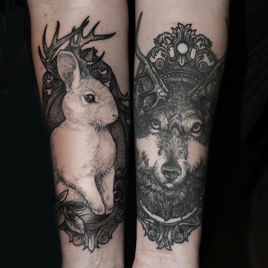  wolf couple tattoos