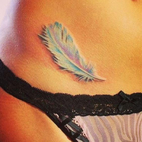  pink feather tattoo
