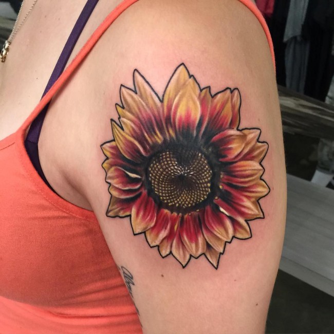  red sunflower tattoo