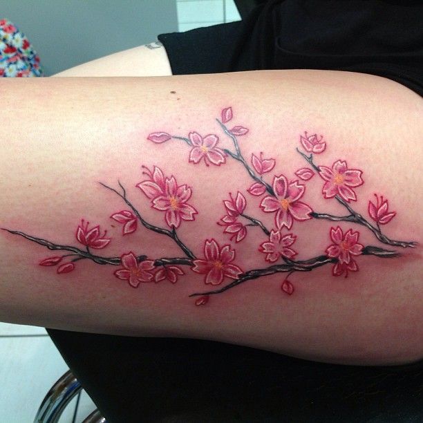  cherry blossom thigh tattoos