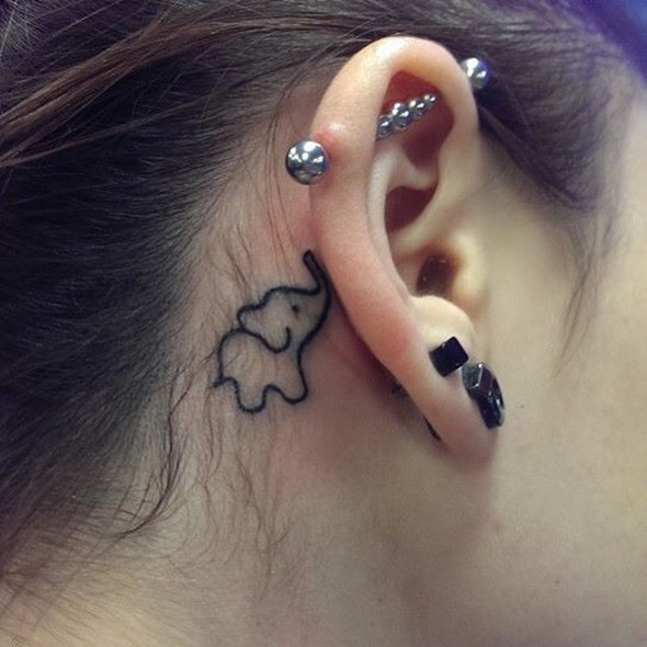  elephant tattoo behind ear