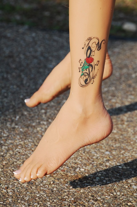 music ankle tattoos