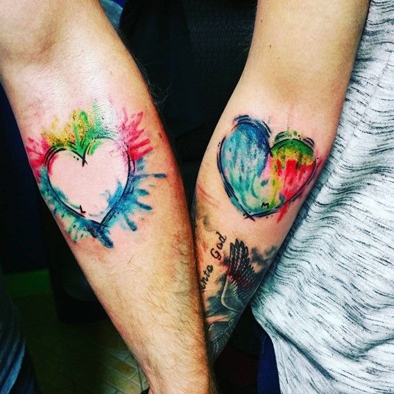 watercolor matching tattoos