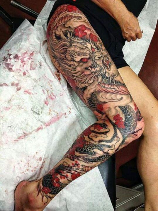  dragon tattoo leg