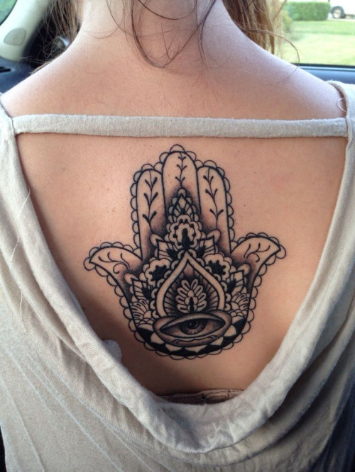  hamsa lotus flower tattoo