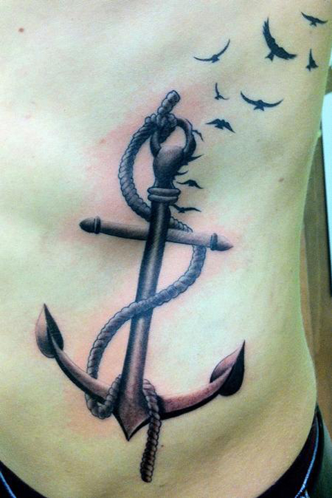 anchor tattoos with birds