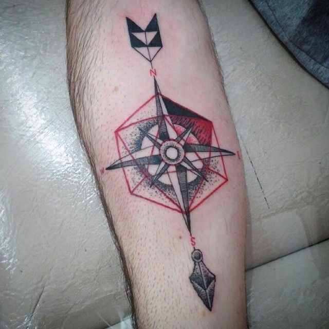  geometric compass tattoo