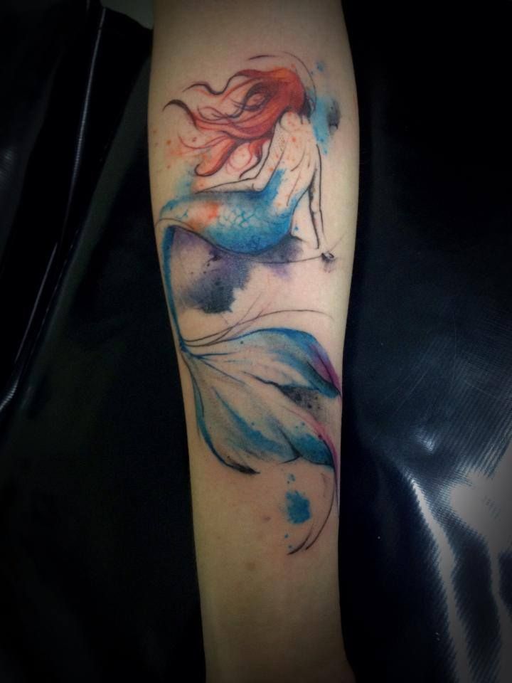  mermaid watercolor tattoos