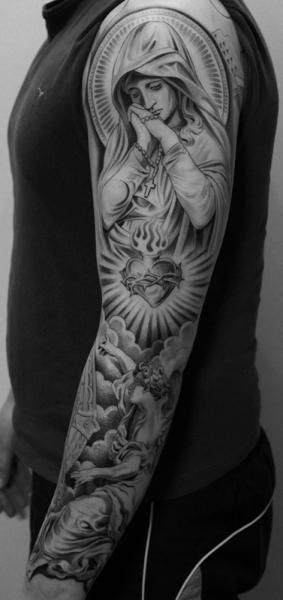 religious sleeve tattoos