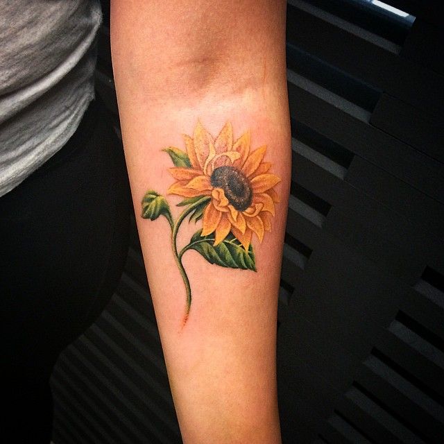  sunflower tattoo with stem