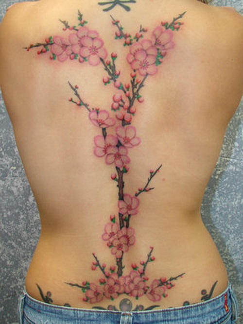  cherry blossom back tattoos