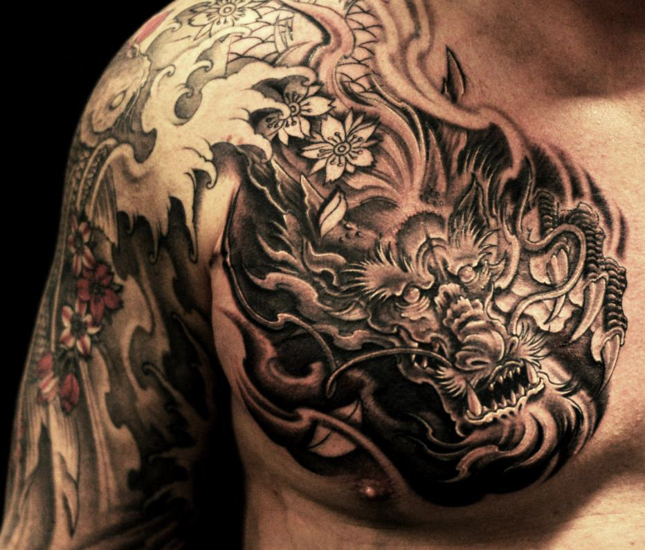  dragon tattoo chest