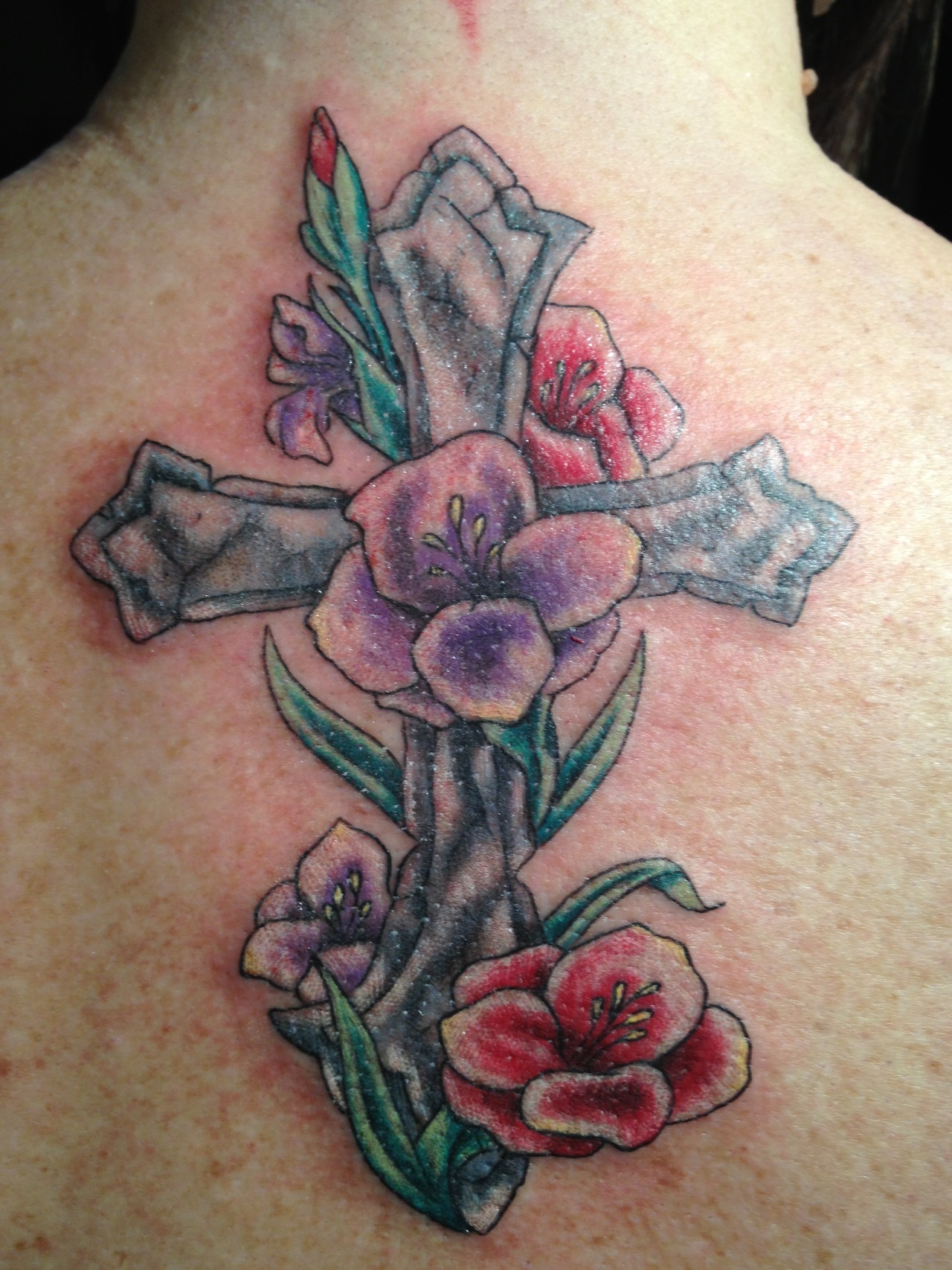  flower cross tattoos