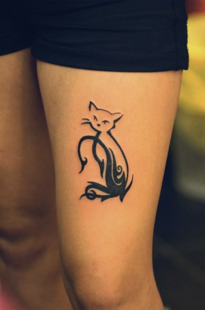 tribal cat tattoo