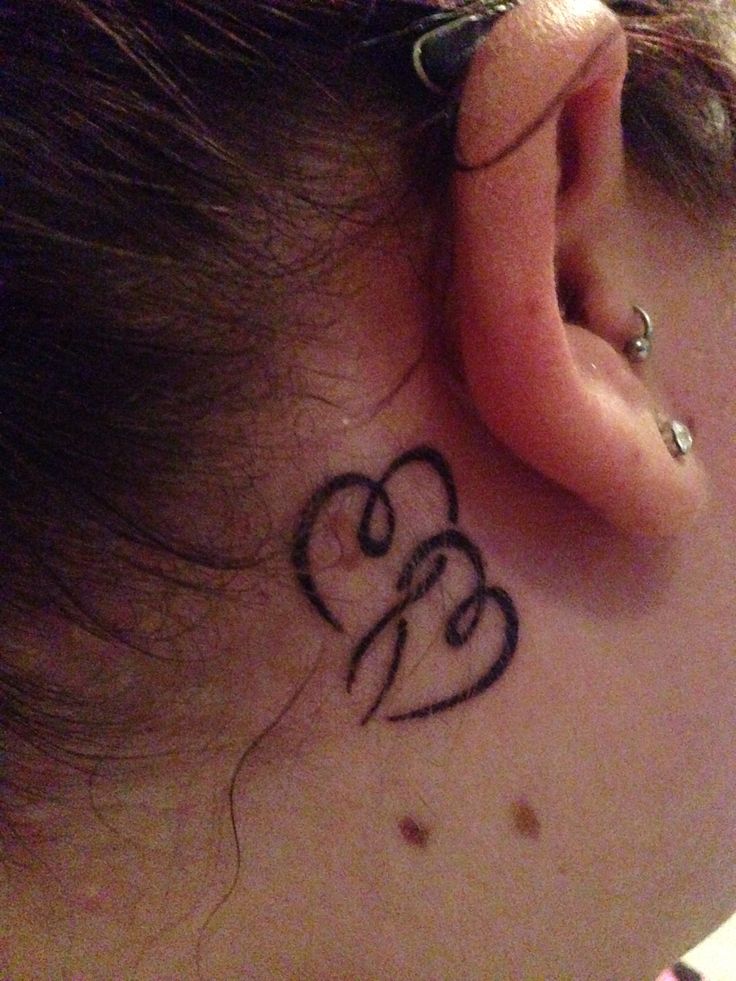 behind ear heart tattoos