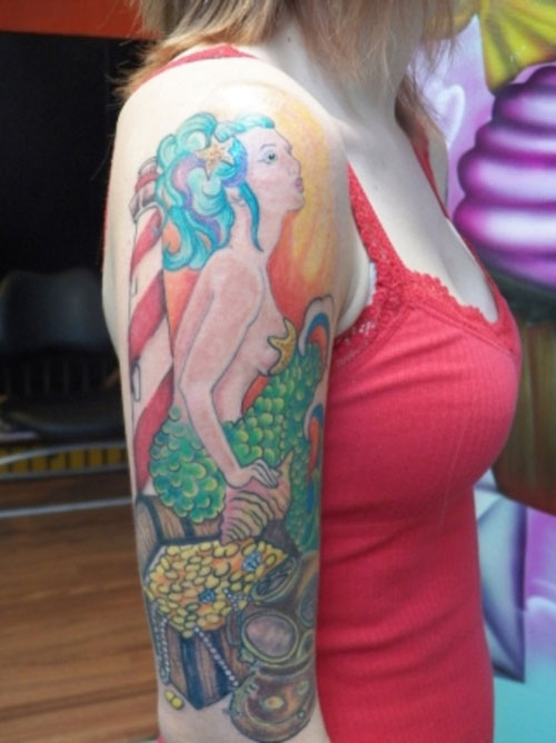 mermaid sleeve tattoos