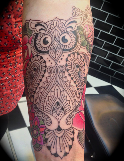  paisley owl tattoo