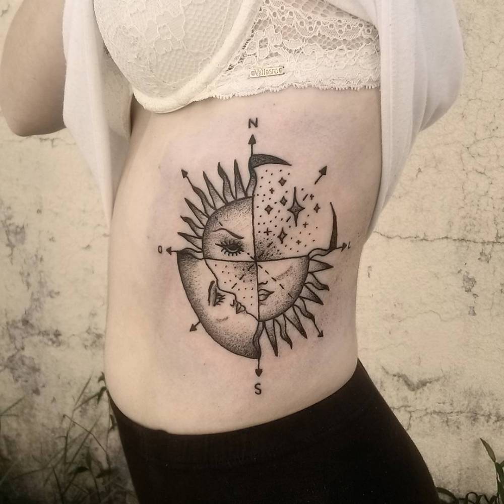  sun compass tattoo