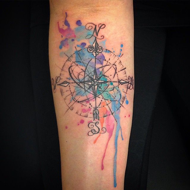 watercolor tattoos compass