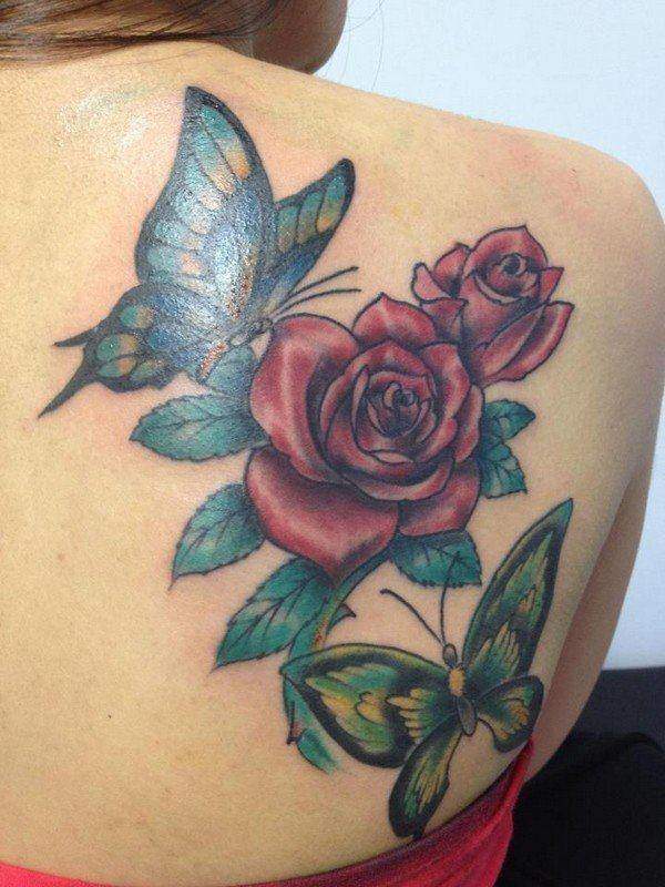  butterfly rose tattoo