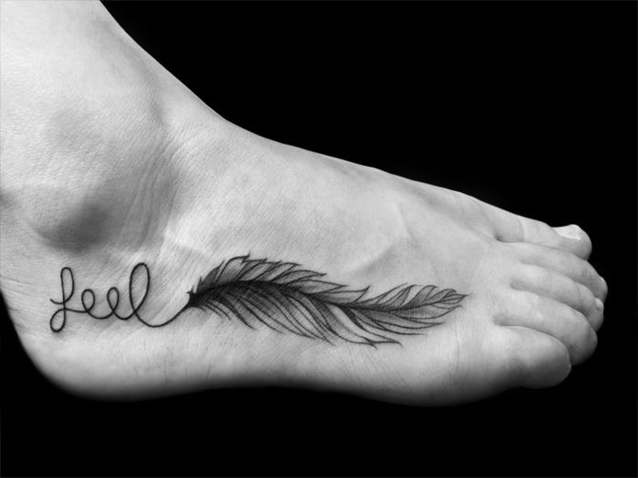  feather tattoo foot