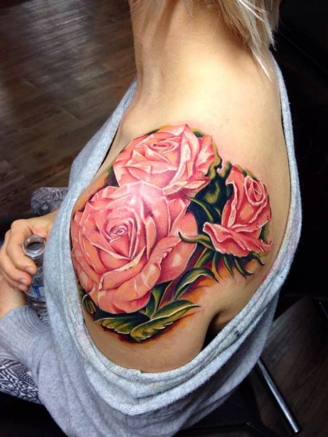  flower tattoos on shoulder