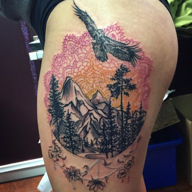 mandala mountain tattoo