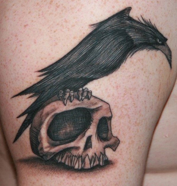  raven skull tattoos