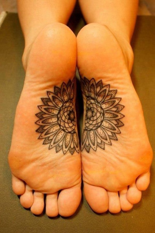  sunflower tattoo on foot