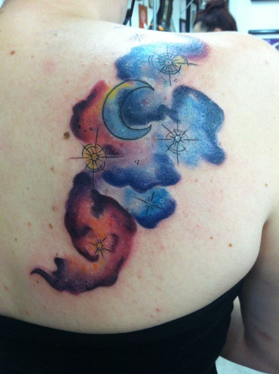  watercolor tattoos galaxy