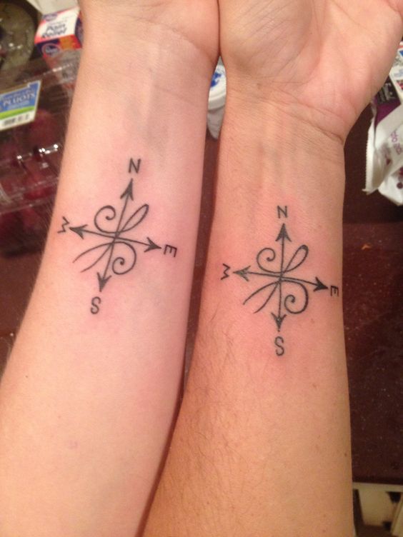  best friend tattoos compass