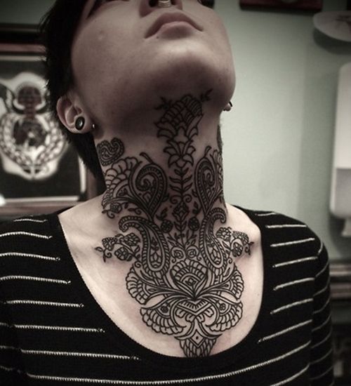 henna neck tattoos