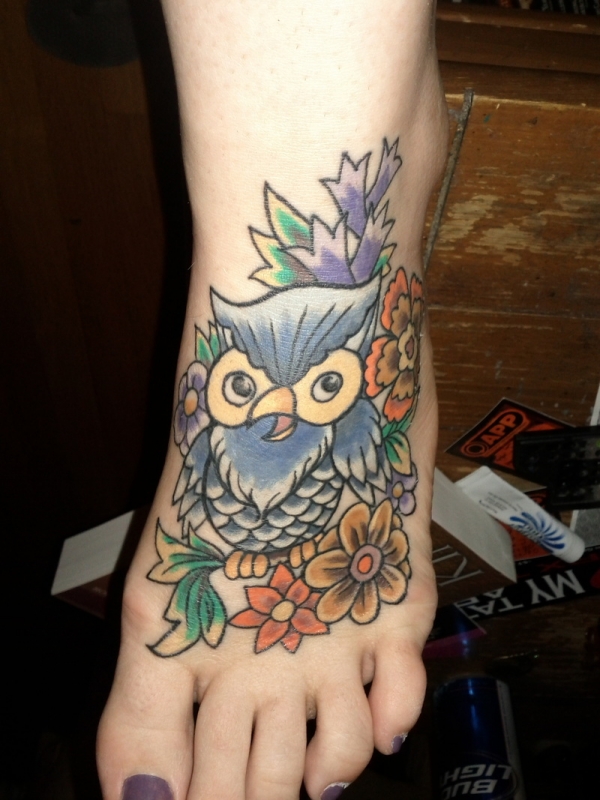  owl tattoo foot