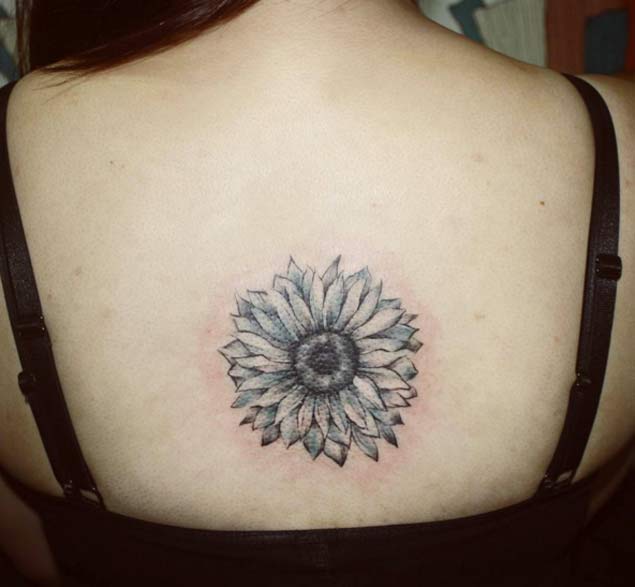  sunflower tattoo on back