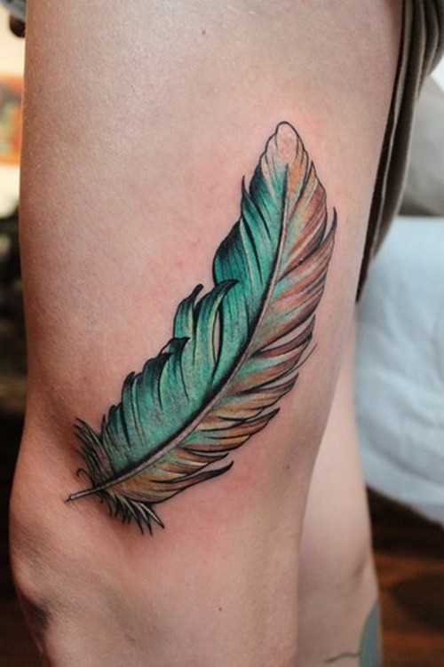  colorful feather tattoo