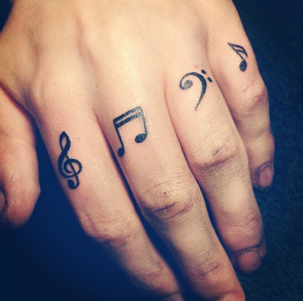 music tattoos finger