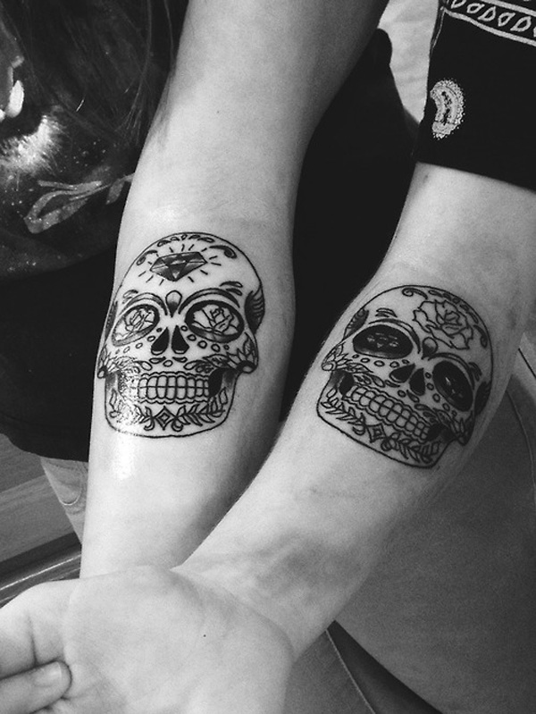  skull couple tattoos