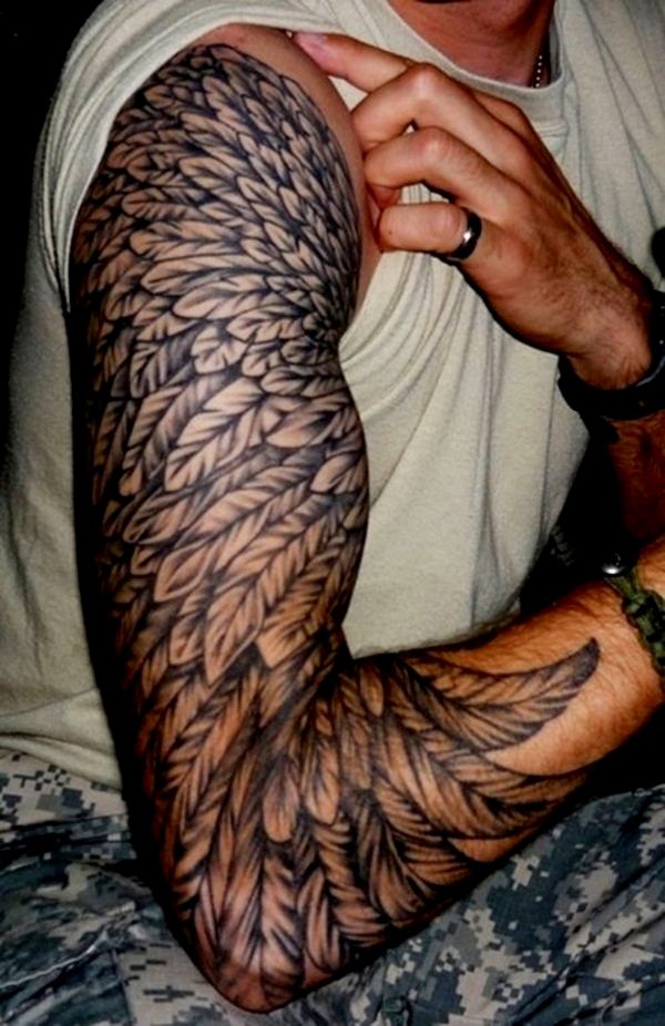 feather sleeve tattoos