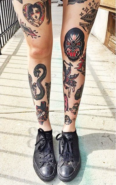 traditional tattoos leg