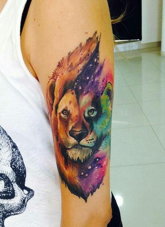  watercolor tattoos lion