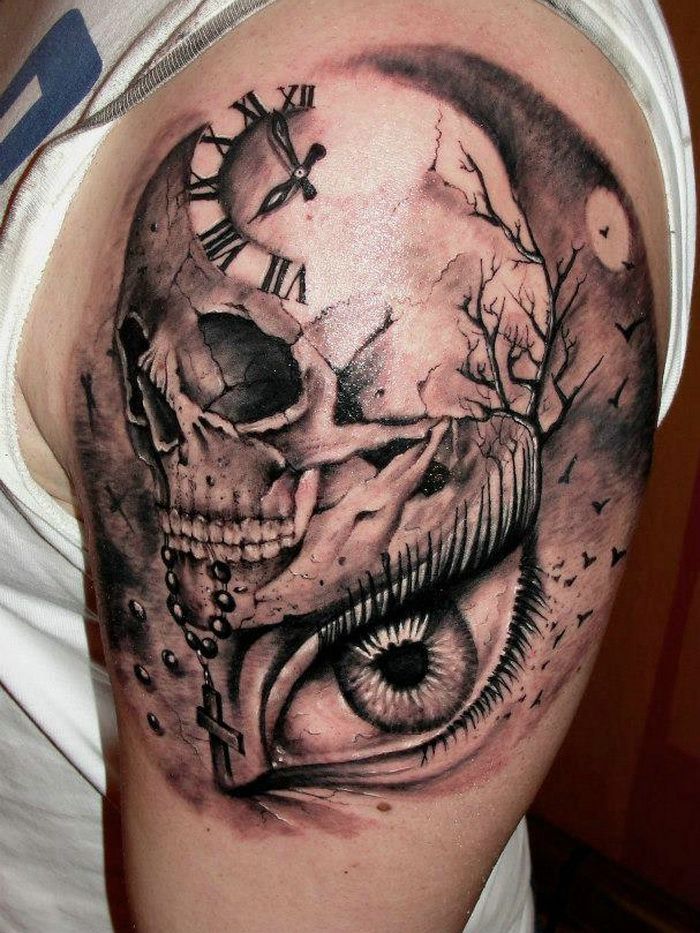  half skull tattoos