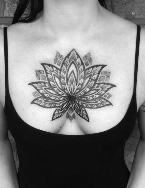  lotus flower tattoo chest