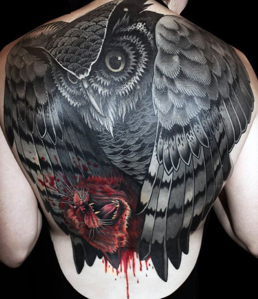  owl tattoo back