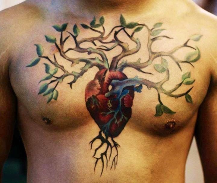  chest heart tattoos