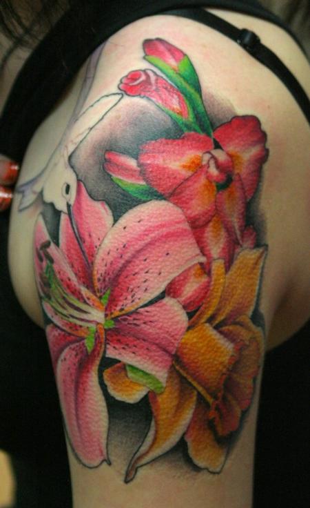  colorful flower tattoos