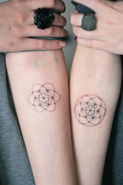 geometric matching tattoos